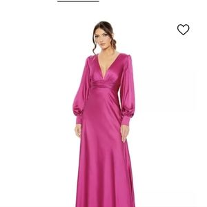Women's Ieena Charmeuse Bishop Sleeve V Neck Gown